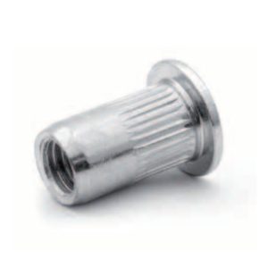 Rivkle Blind Rivet Nut M3 (For 0.5mm to 1mm), Flat Head Knurled Open, Steel, Pack of 100, 233 07 030 100