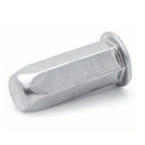 Rivkle Blind Rivet Nut M4 (For 0.5mm to 2mm), Flat Head Hexagonal Closed, Steel, Pack of 100, 233 51 040 020