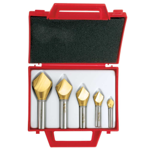 Bordo 5 Pc 10-30mm 90 Degree TiN Coated Single Flute Countersink Set, 3852-S