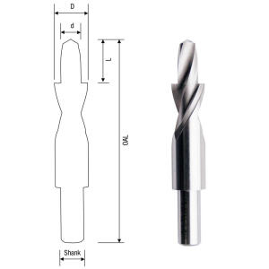 Bordo 8 x 4.5mm 180 Degree Counterbore Drill for M4 Screws, 3871-4.0