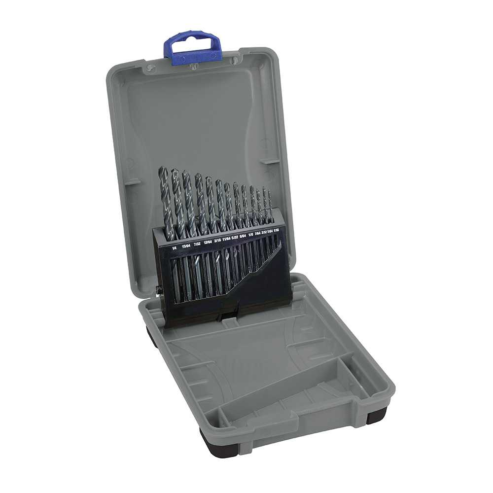 2000-F1, 1/16-1/4", Bordo 13 Piece Black HSS Jobber Drill Set ABS Case