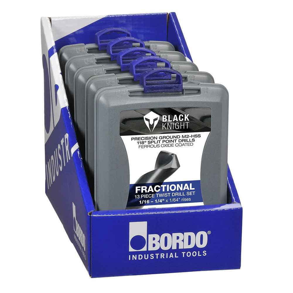 2000-F1, 1/16-1/4", Bordo 13 Piece Black HSS Jobber Drill Set ABS Case - Image 4
