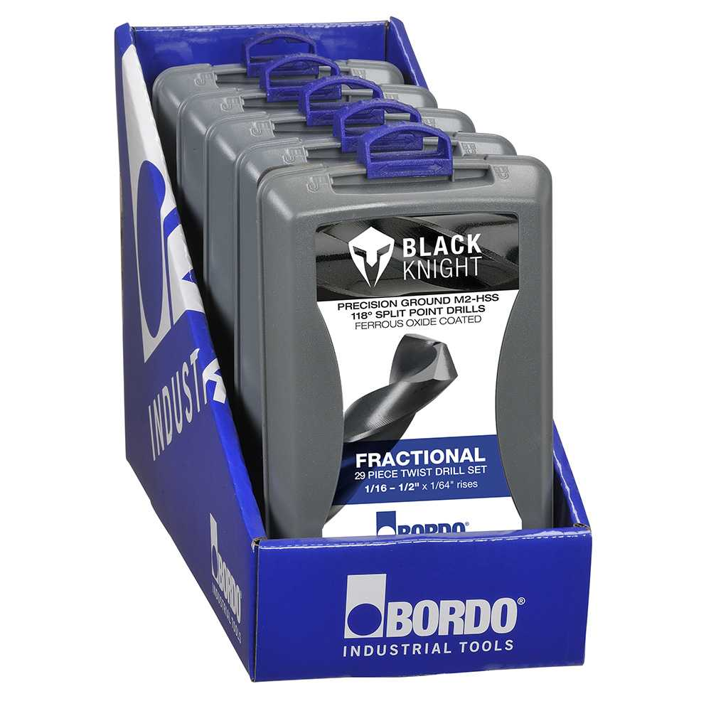 2000-F3, 1/16-1/2", Bordo 29 Piece Black HSS Jobber Drill Set ABS Case - Image 4
