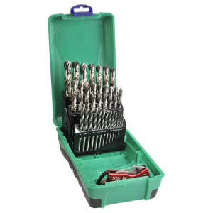 Bordo 29 Piece Bright HSS Jobber Set 1/16-1/2 x 1/64" - Bonus Stubbie Folding Knife, 2006-F3-C18