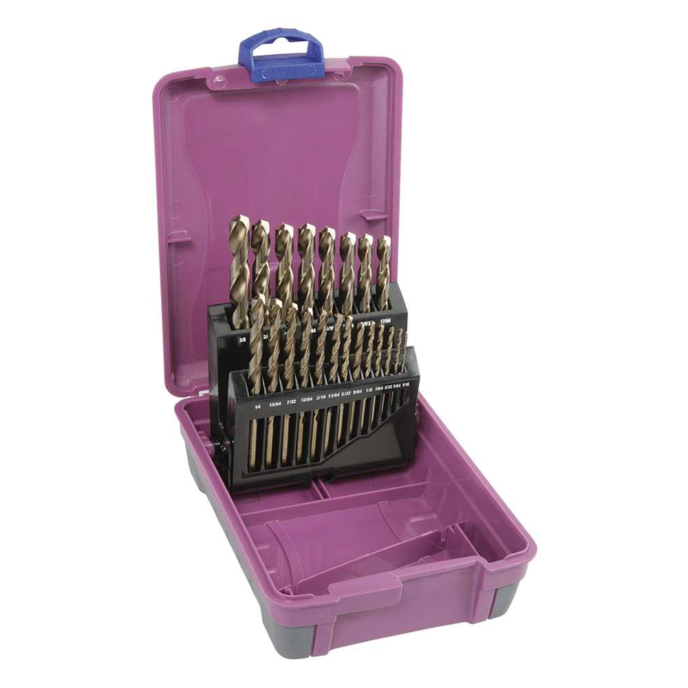 2010-F2, 1/16-3/8", 21 Piece HSS Cobalt Drill Set ABS Case