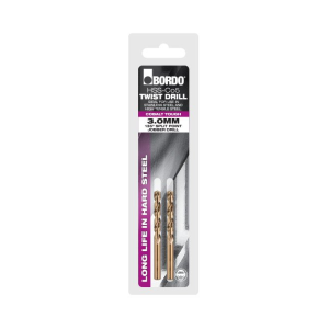2011-1.00S, 1mm, Bordo HSS Cobalt Jobber Drill - 2Pk Clam