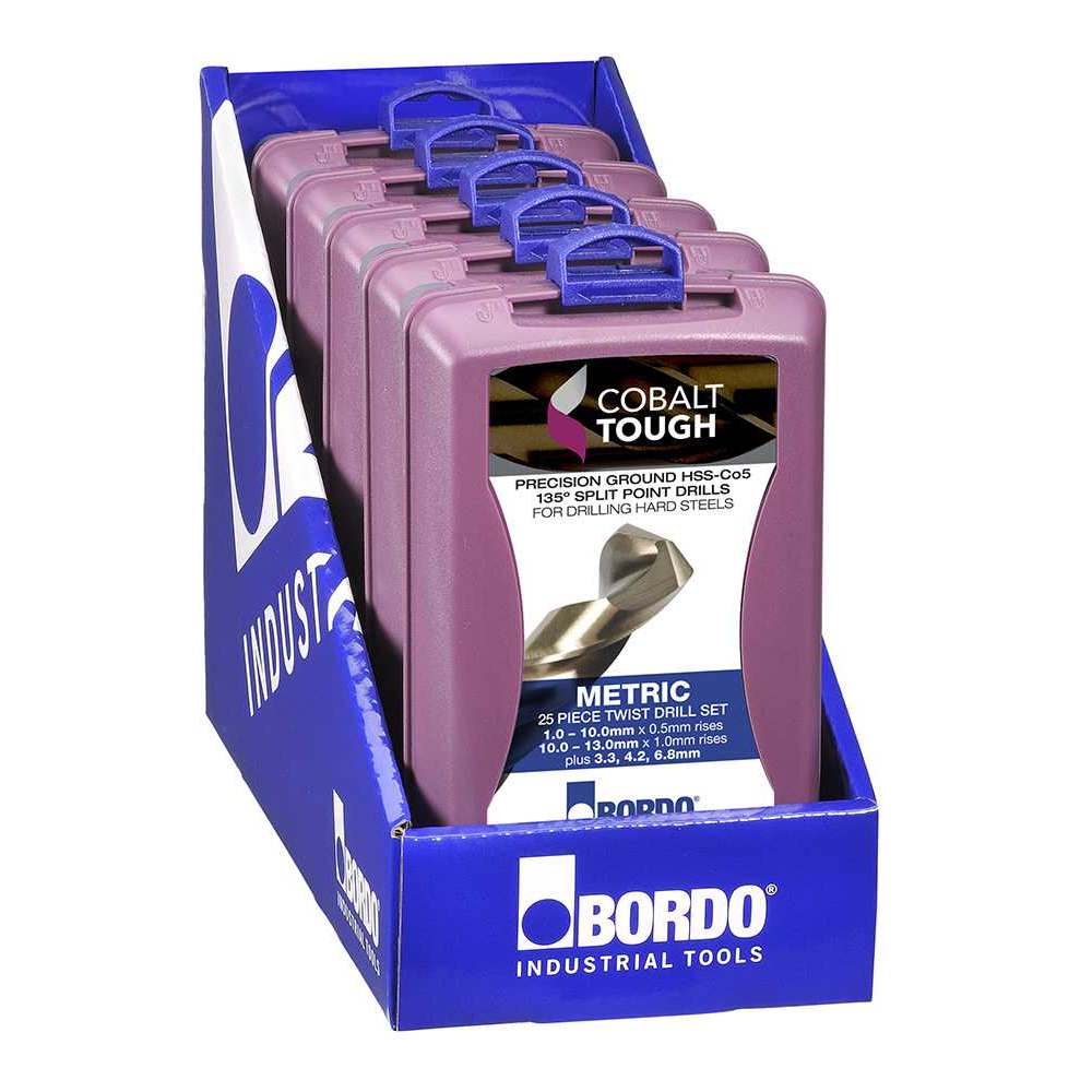 2011-M6, 1-13mm, Bordo 25 Pce HSS Cobalt Drill Set ABS Case - Image 4