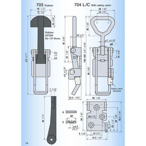 704 L/C, 52096 Ojop 145-164mm Toggle Latch Large Zinc Plated Steel With Safety Catch - Image 3