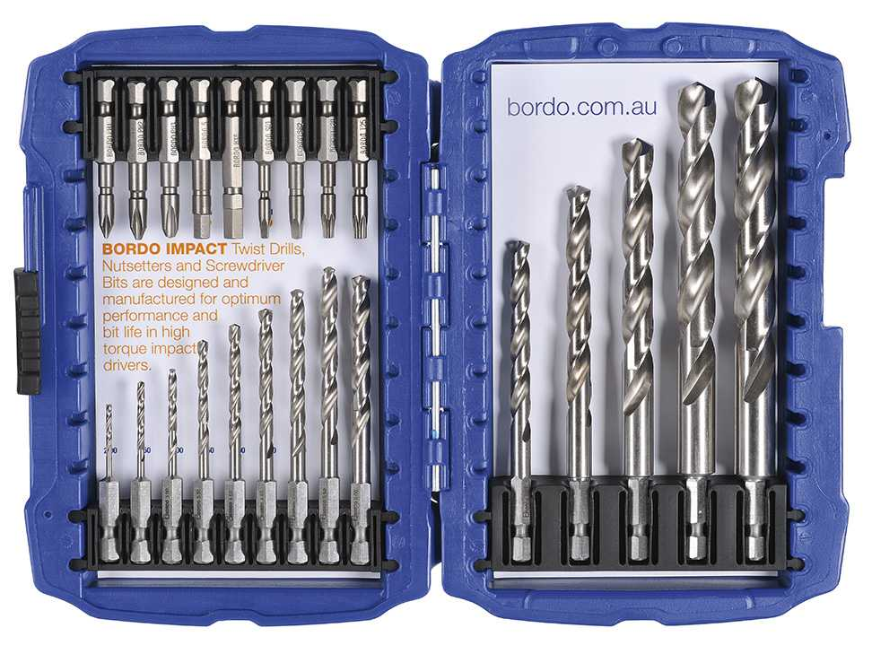 2206-S2, 23 Piece IMPACT Screwdriver Power Bit and 2.0-13.0mm HSS Hex Shank Twist Drill Set.