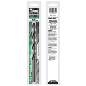 2500-1/4S, 1/4", HSS Long Series Drill - Clam