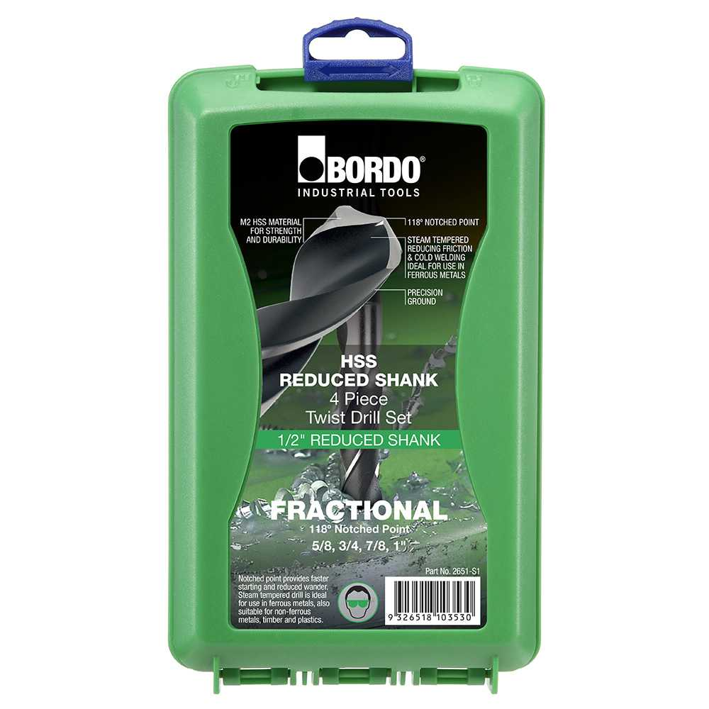 2651-S1, 5/8-1", 4 Pce 1/2" Reduced Shank Drill Set - Image 2