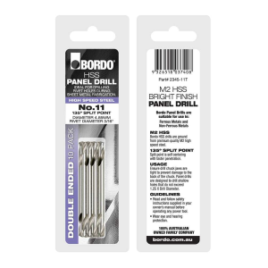 2345-11T, No.11, Bright Double Ended Panel Drill - 10Pk Clam