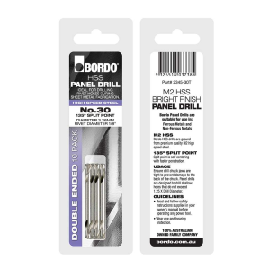 2345-30T, No.30, Bright Double Ended Panel Drill - 10Pk Clam