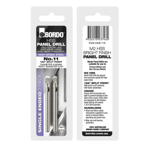 2346-11S, No.11, Bright Single Ended Panel Drill - 2Pk Clam