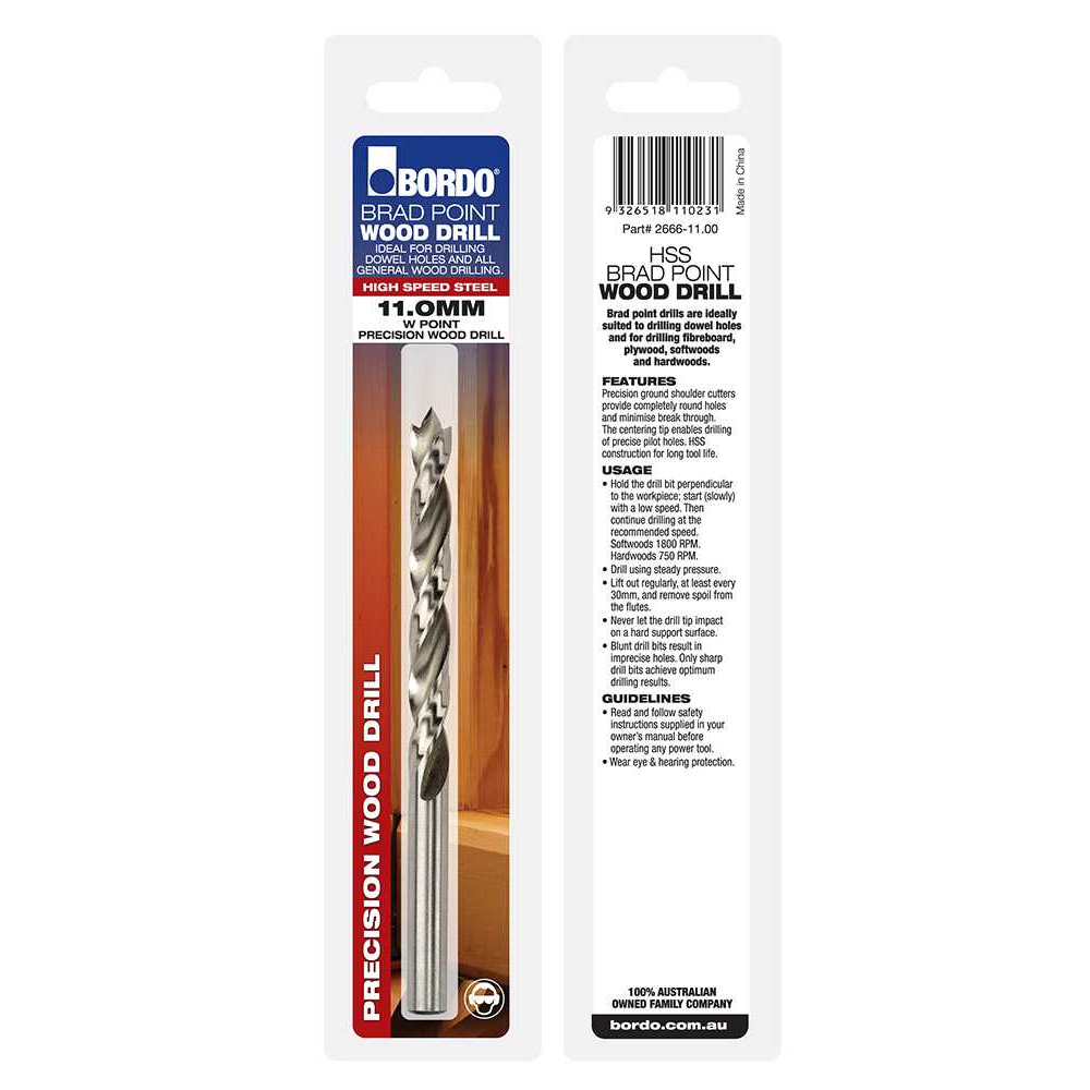 2666-11.00, 11mm, Brad Point Drill - Image 2
