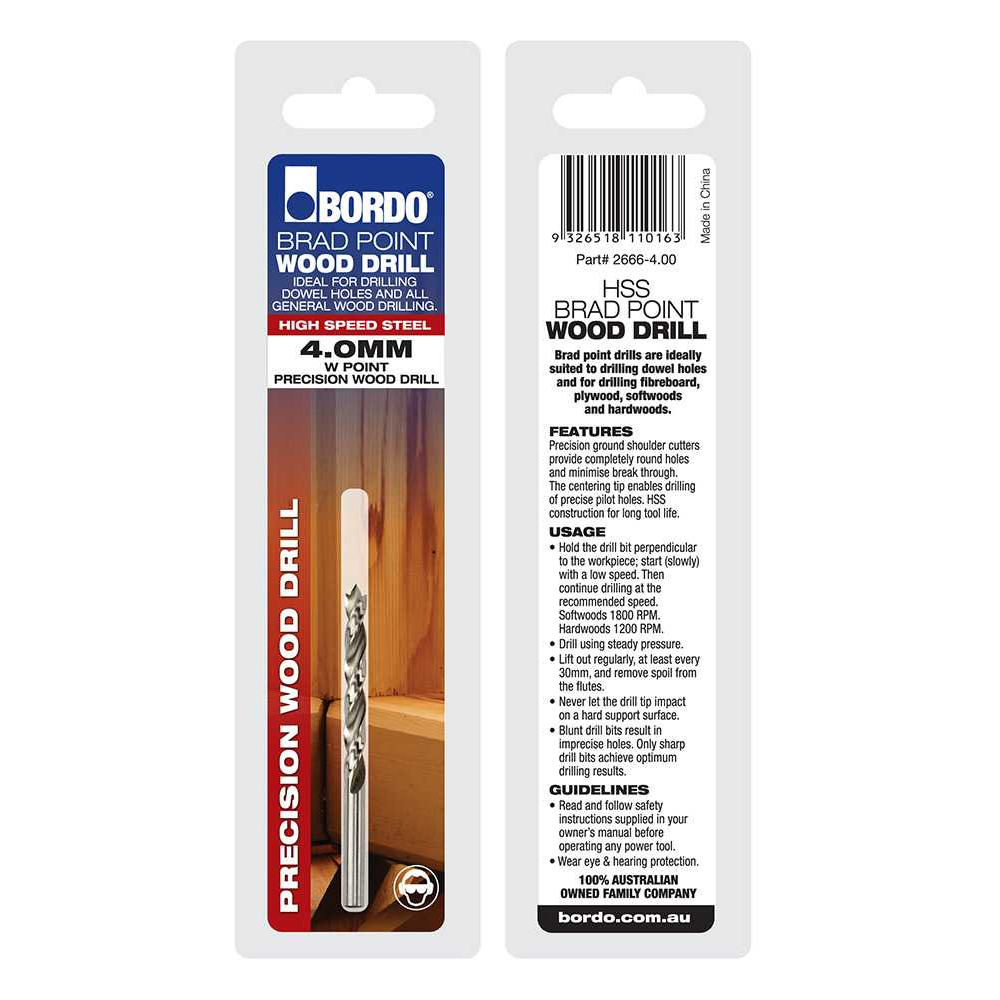 2666-4.00, 4mm, Brad Point Drill - Image 2