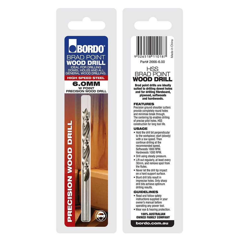 2666-6.00, 6mm, Brad Point Drill - Image 2