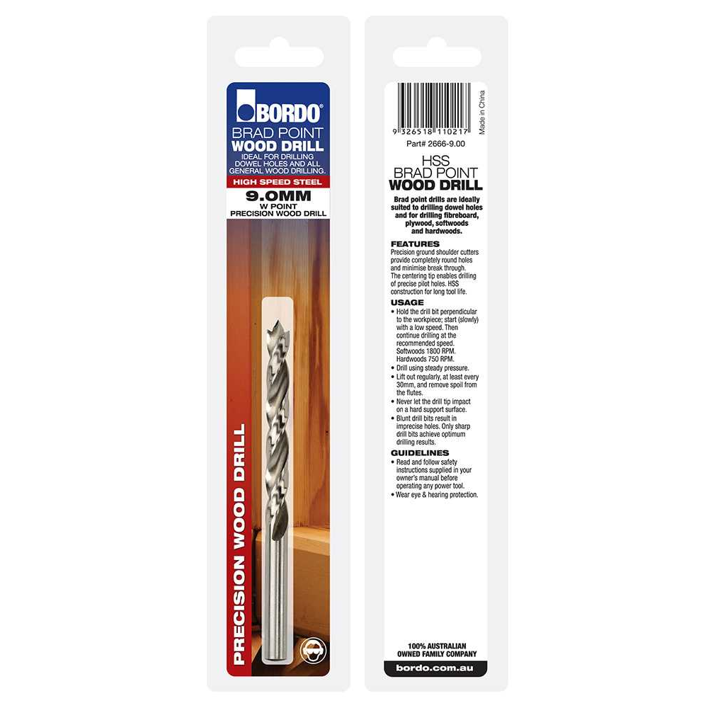 2666-9.00, 9mm, Brad Point Drill - Image 2