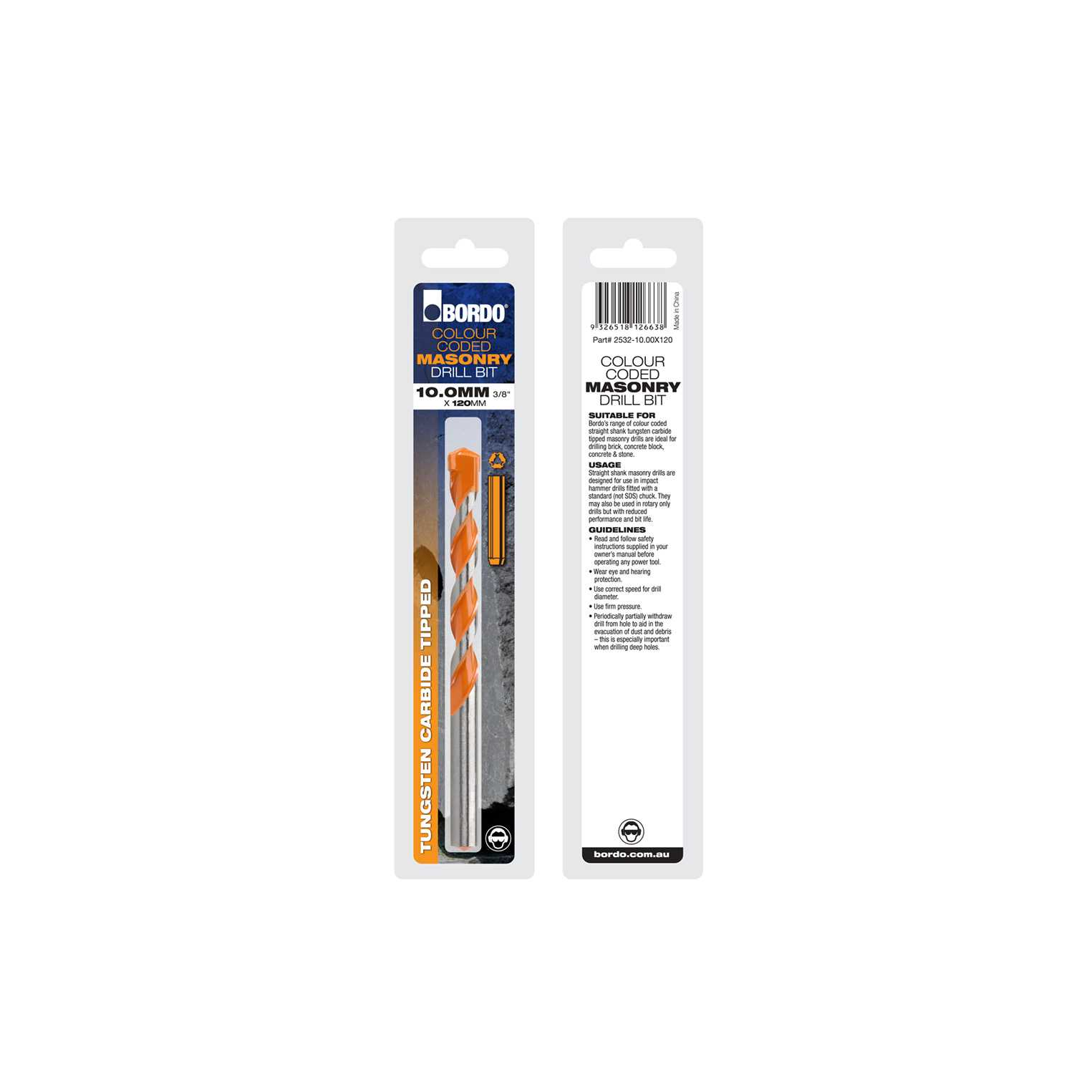 2532-10.00X120, 10 x 120mm, Colour Flute TCT Masonry Drill - Image 2