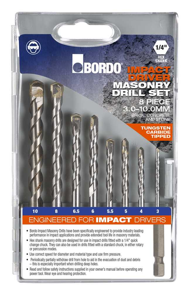 2534-S1, Tungsten Carbide Tipped Hex Shank Masonry Drill Set