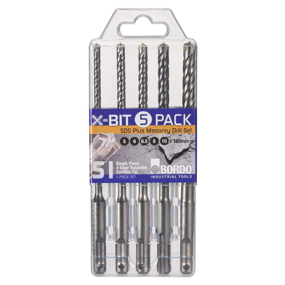 2538-S1, 5 - 10mm, 5 Pce SDS Plus X-Bit Masonry Drill Set