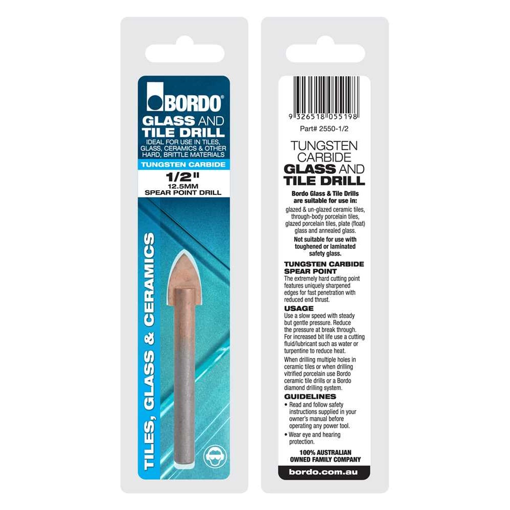 2550-1/2, 1/2", Glass and Tile Drill (Spear Point Drill) - Image 2