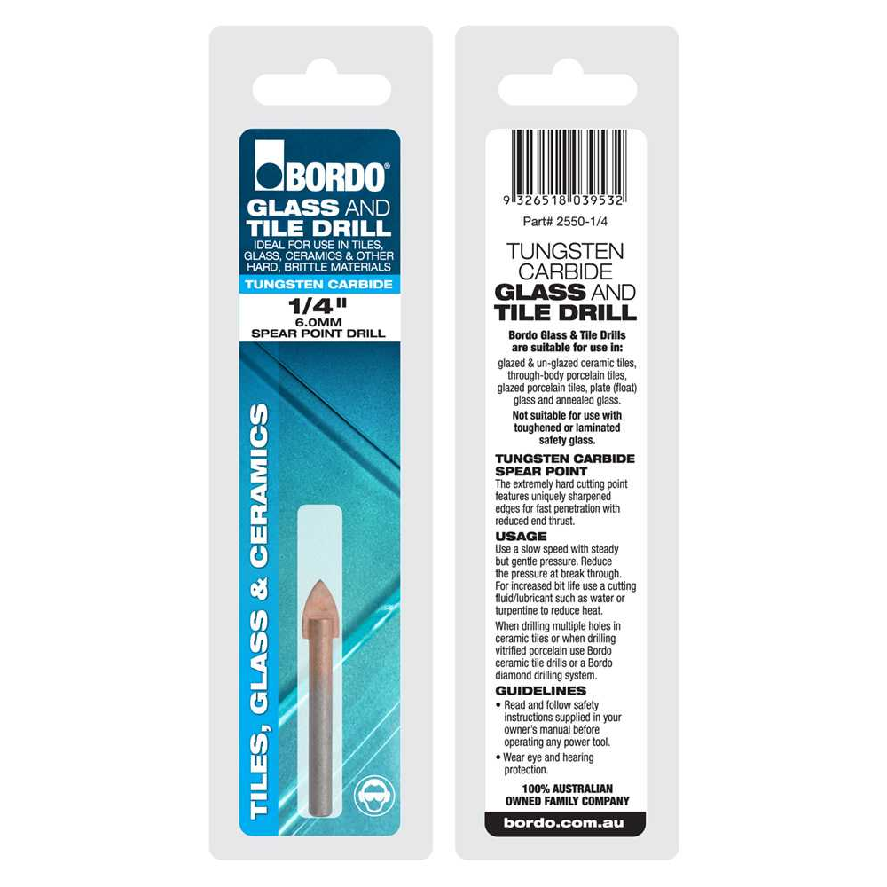 2550-1/4, 1/4", Glass and Tile Drill (Spear Point Drill) - Image 2
