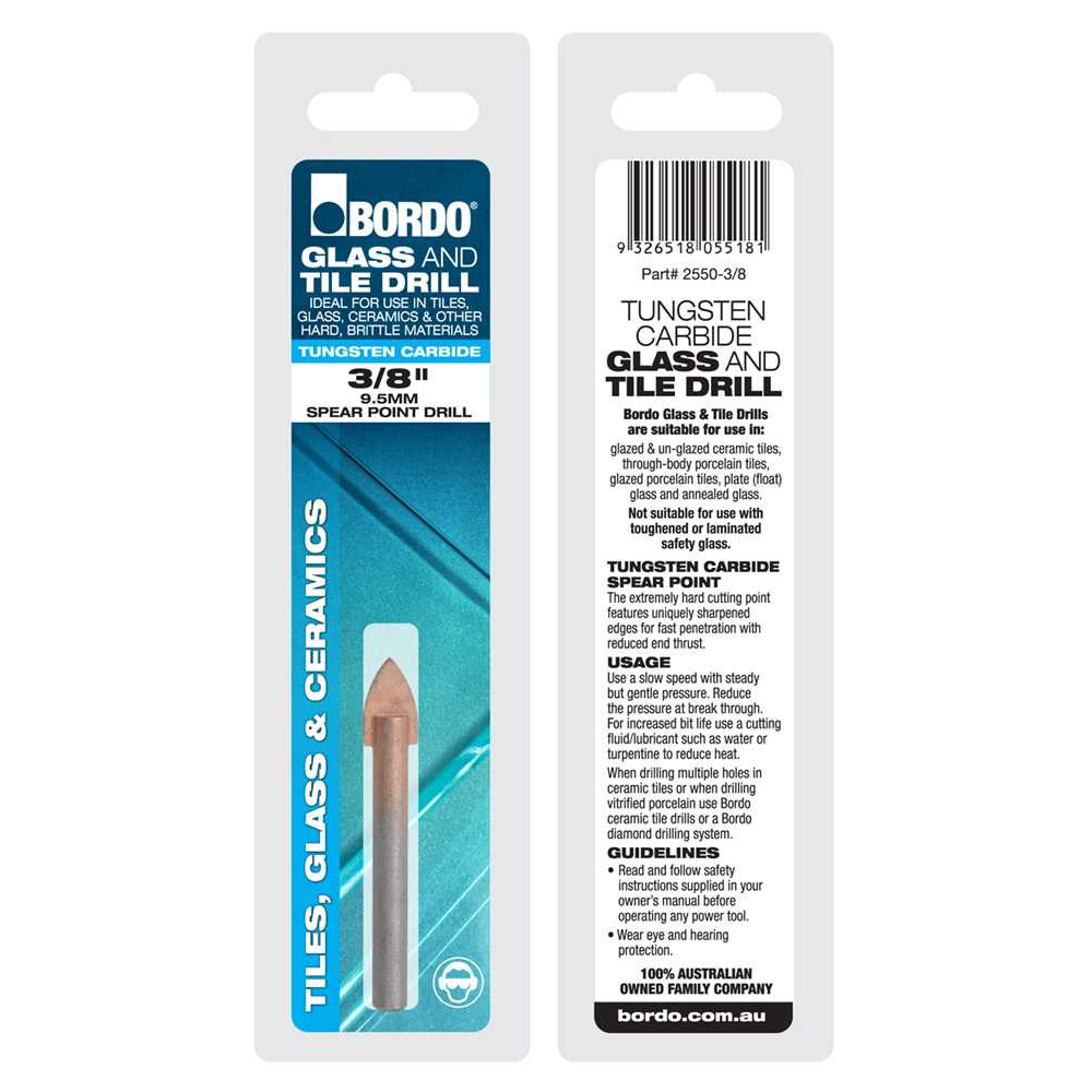 2550-3/8, 3/8", Glass and Tile Drill (Spear Point Drill) - Image 2