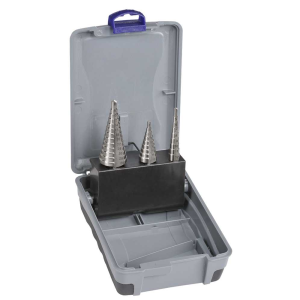 2600-S1, 4-30mm, 3 Pce Straight Flute HSS Step Drill Set