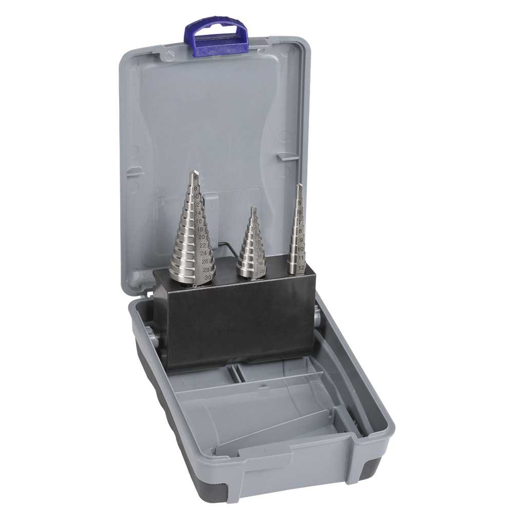 2600-S1, 4-30mm, 3 Pce Straight Flute HSS Step Drill Set