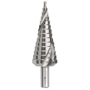 2601-M3, 4-30 x 2mm, Spiral Flute M2-HSS Step Drill