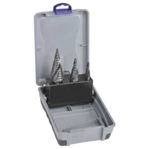 2602-S1, 4-30mm, 3 Pce Spiral Flute HSS Cobalt Step Drill Set